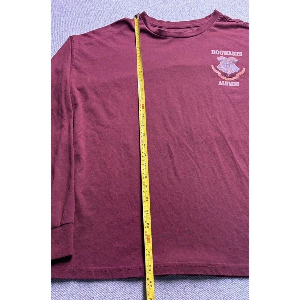 Men's Harry Potter Hogwarts Alumni Long Sleeve T-Shirt XL Maroon Large Crest